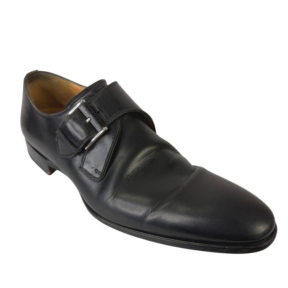 Magnanni Black Leather Single Monk Strap Dress Shoes Size 7 Classic‎ Formal